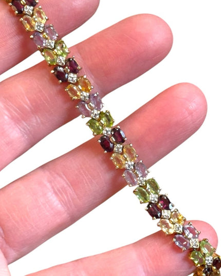 Multicolor Gemstone DBJ Sterling silver 925 gold plt Bracelet peridot garnet