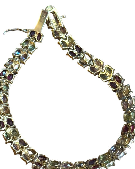 Multicolor Gemstone DBJ Sterling silver 925 gold plt Bracelet peridot garnet