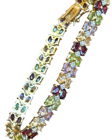 Multicolor Gemstone DBJ Sterling silver 925 gold plt Bracelet peridot garnet