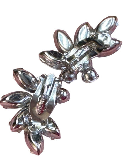 Stunning RARE Blue AB Aurora Borealis Sherman silver Crystal Brooch & Earrings