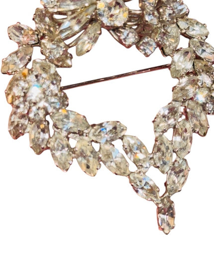 Elegant Vintage 1950s Stunning fancy floral SHERMAN clear Crystal Brooch