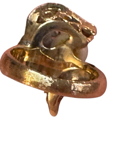 Stunning 1960s 14k Gold Diamond & Pearl Ring brushed finish
