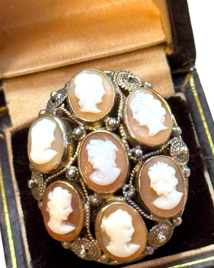 Elegant Antique 14k Carved Multi shell Cameo ring Stunning!