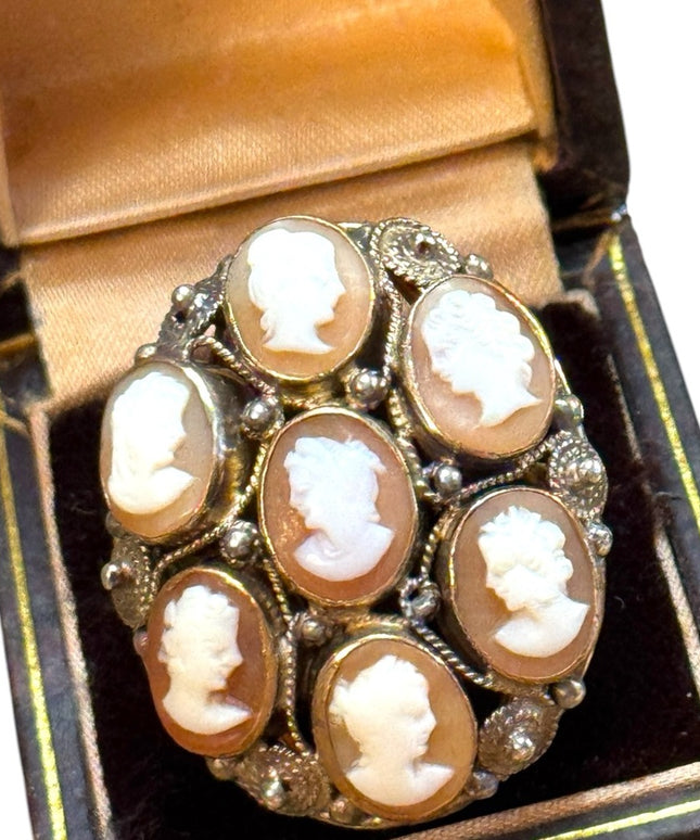 Elegant Antique 14k Carved Multi shell Cameo ring Stunning!