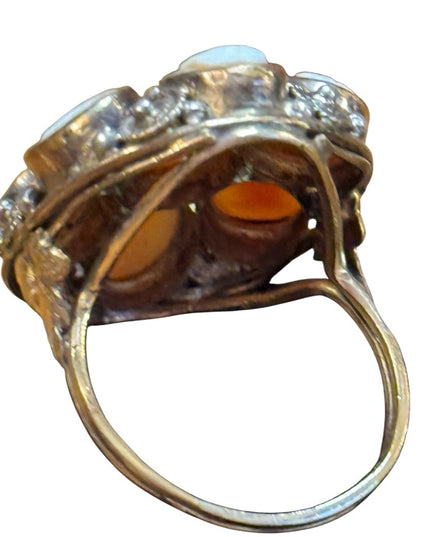 Elegant Antique 14k Carved Multi shell Cameo ring Stunning!