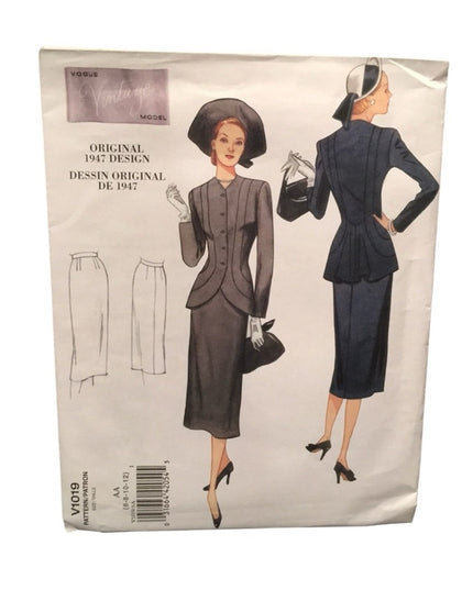 Vogue sewing pattern 1940s  jacket skirt UNCUT