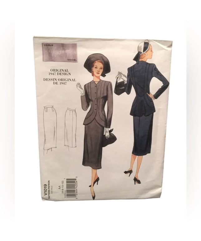 Vogue sewing pattern 1940s  jacket skirt UNCUT