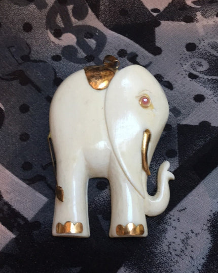 14k Ruby Bone Large Vintage elephant Pendant Canadian made