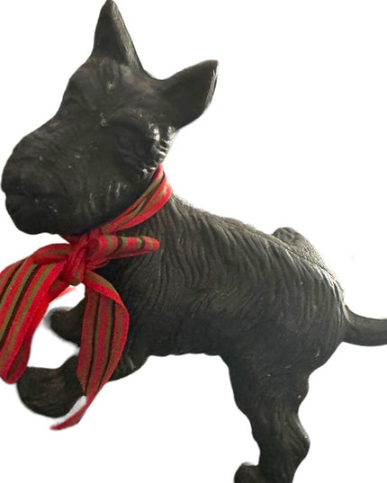 Antique Black cast iron scottie dog door wedge holder  Painted Black 7"