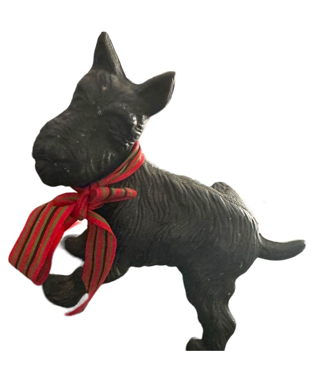 Antique Black cast iron scottie dog door wedge holder  Painted Black 7"