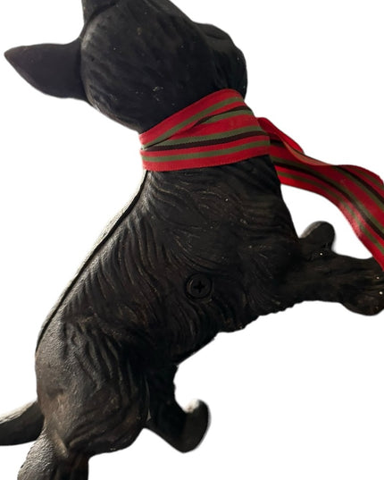 Antique Black cast iron scottie dog door wedge holder  Painted Black 7"