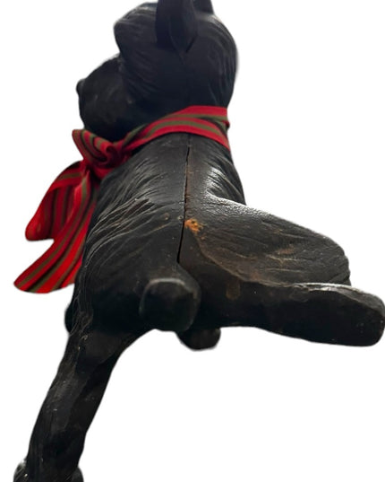 Antique Black cast iron scottie dog door wedge holder  Painted Black 7"