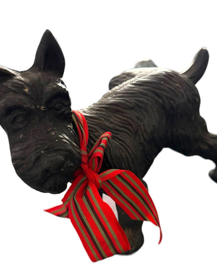 Antique Black cast iron scottie dog door wedge holder  Painted Black 7"