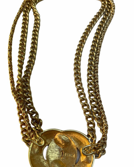 Vintage SAL Swarovski authentic Gold tone multi chunky necklace green crystal