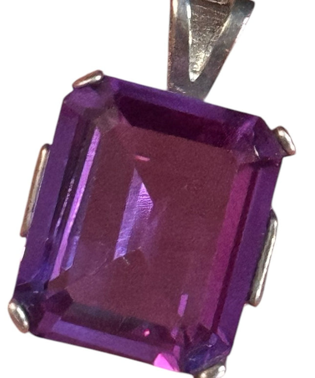 Elegant Vintage Purple amethyst Pendant sterling silver 925
