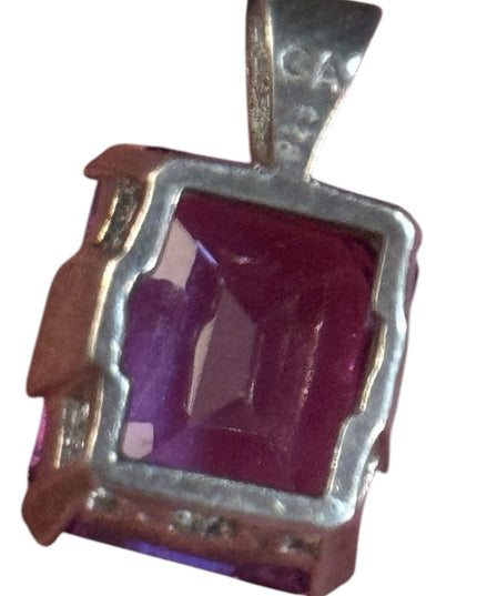 Elegant Vintage Purple amethyst Pendant sterling silver 925