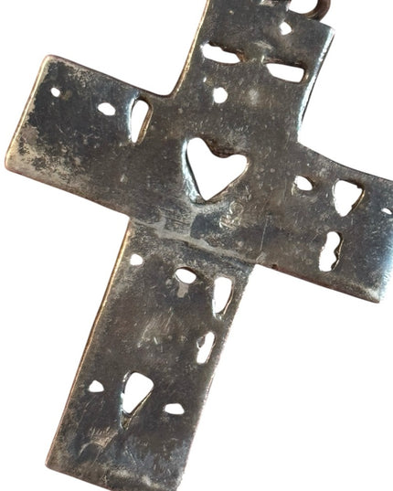 Unique Silver Cross Pendant hands faces