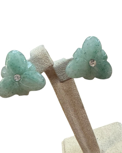 Lovely Jadite Green triangle floral Earrings