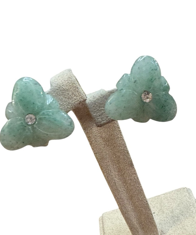 Lovely Jadite Green triangle floral Earrings