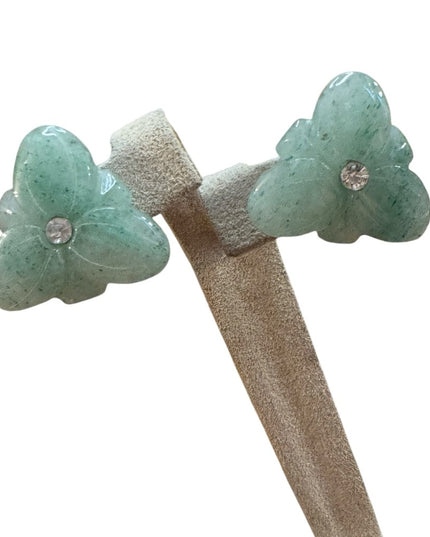 Lovely Jadite Green triangle floral Earrings