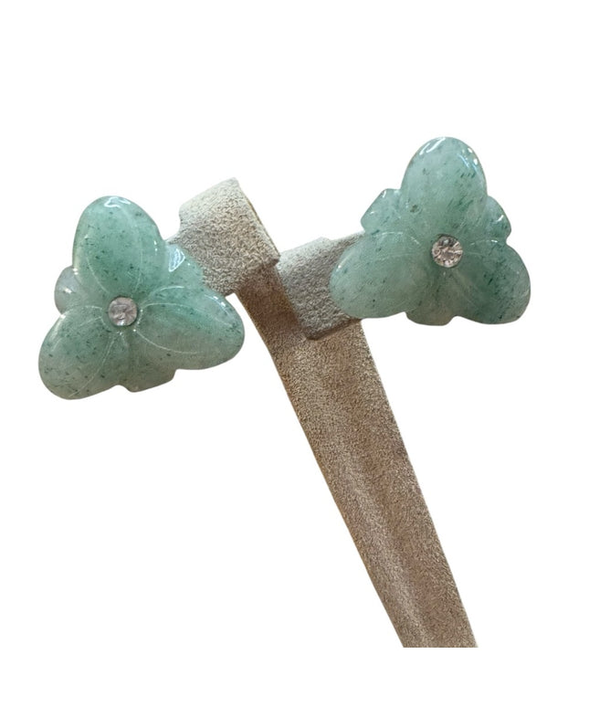 Lovely Jadite Green triangle floral Earrings