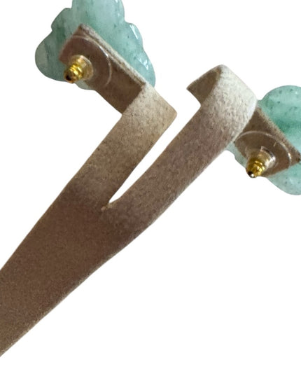 Lovely Jadite Green triangle floral Earrings