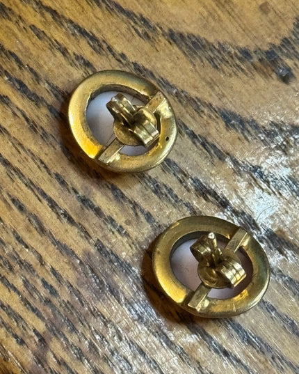 Vintage gold filled 800 silver Gold carved floral Cameo Earrings