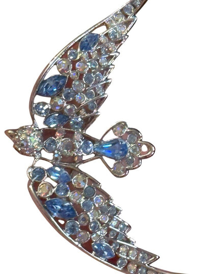 Elegant Blue Crystal Fancy Thailand Nolan Miller RARE Bird Brooch