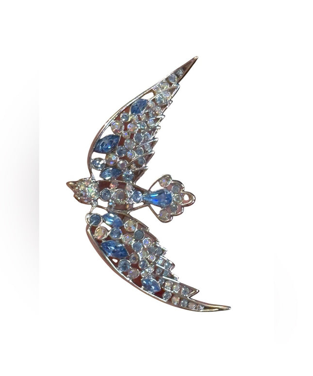 Elegant Blue Crystal Fancy Thailand Nolan Miller RARE Bird Brooch