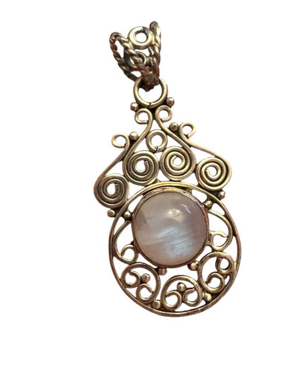 Elegant Sterling Silver 925 Scrollwork Pendant Moonstone