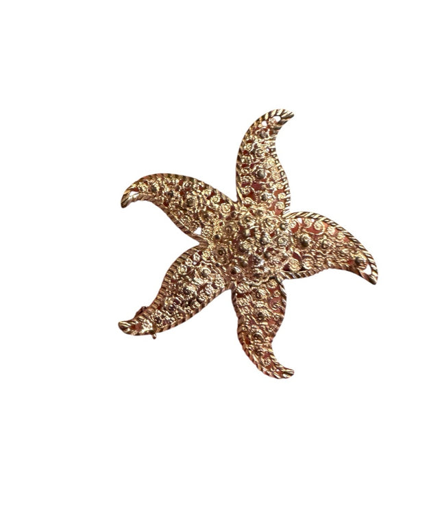 Vintage Sterling Silver 925 textured filagree Starfish Brooch