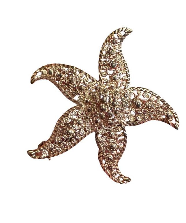 Vintage Sterling Silver 925 textured filagree Starfish Brooch