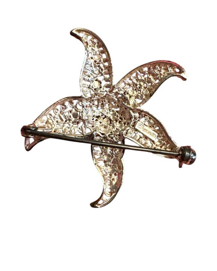 Vintage Sterling Silver 925 textured filagree Starfish Brooch