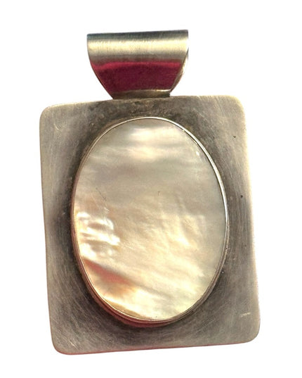 Sterling silver 925 Large statement Pendant MOP Mother of Pearl