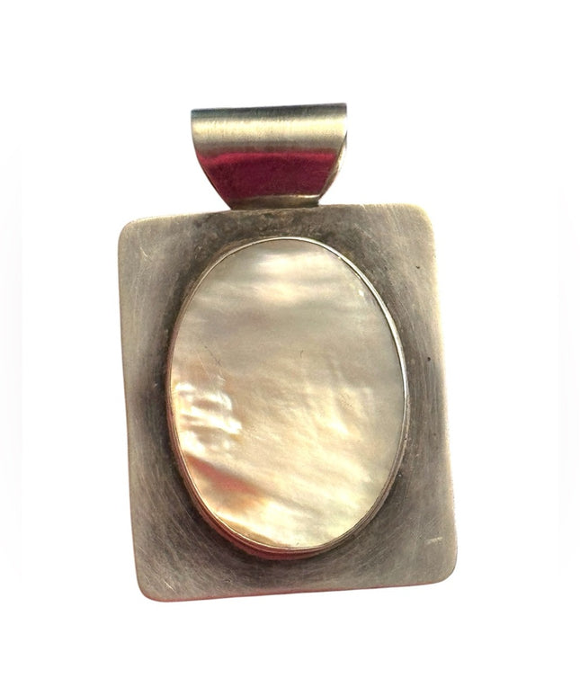 Sterling silver 925 Large statement Pendant MOP Mother of Pearl