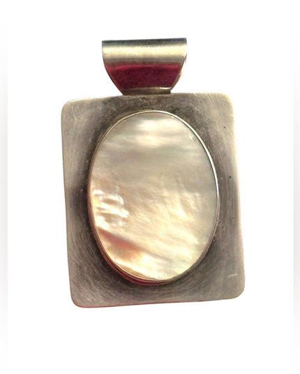 Sterling silver 925 Large statement Pendant MOP Mother of Pearl