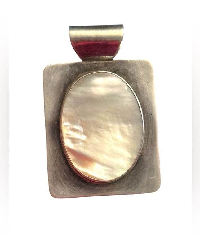 Sterling silver 925 Large statement Pendant MOP Mother of Pearl