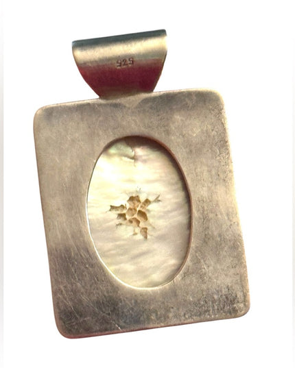 Sterling silver 925 Large statement Pendant MOP Mother of Pearl