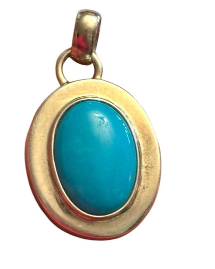 Sterling silver 925  Simulated Turquoise oval Pendant