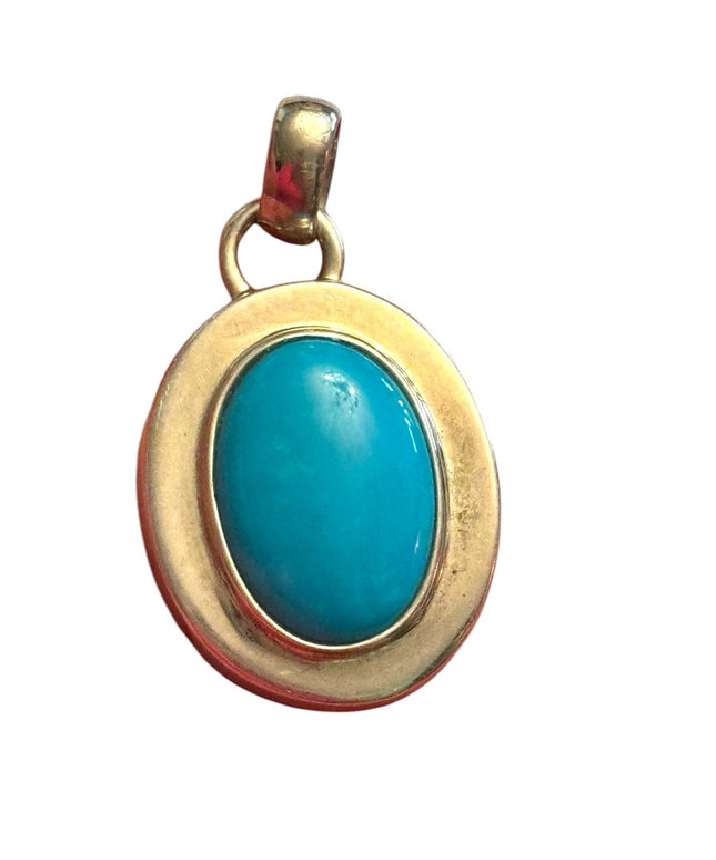 Sterling silver 925  Simulated Turquoise oval Pendant