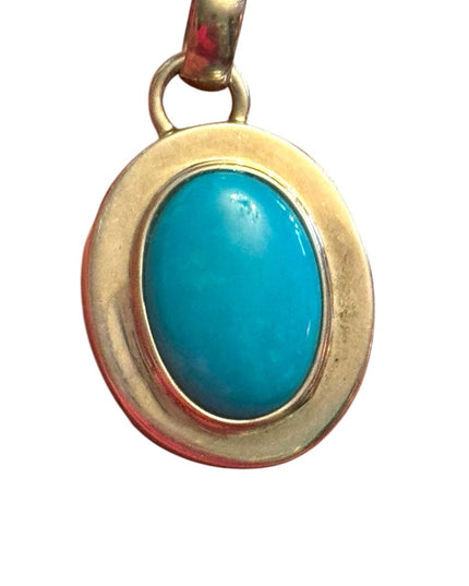 Sterling silver 925  Simulated Turquoise oval Pendant