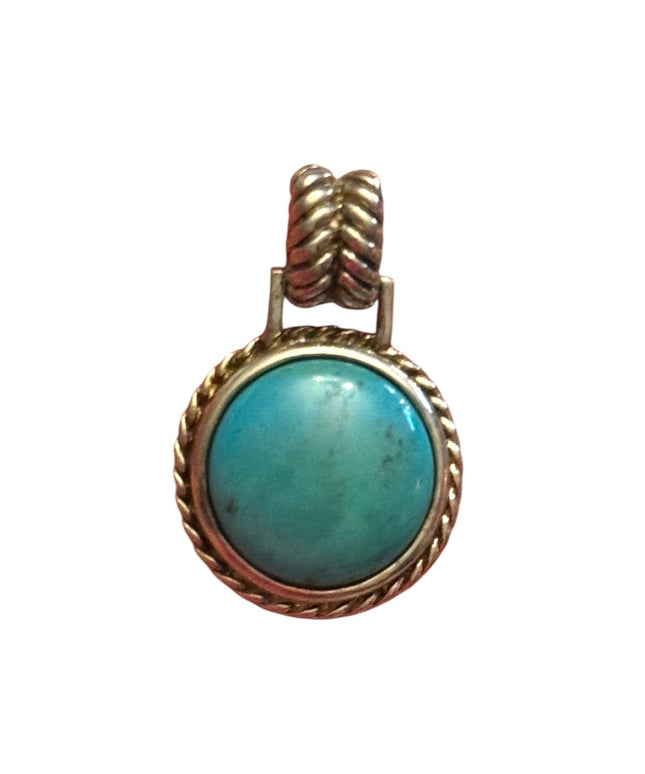 Simulated Turquoise Round Pendant