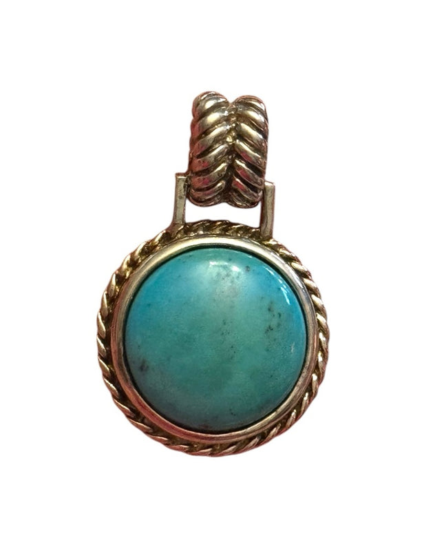 Simulated Turquoise Round Pendant