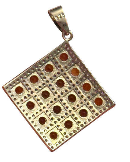 Elegant Yellow Glass CZ  fancy square Pendant