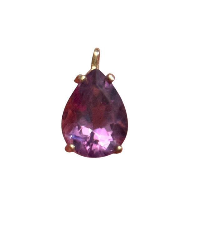 Elegant Purple Simulated Amethyst Teardrop Pendant