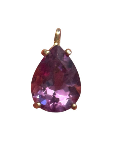 Elegant Purple Simulated Amethyst Teardrop Pendant