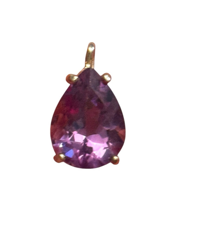 Elegant Purple Simulated Amethyst Teardrop Pendant