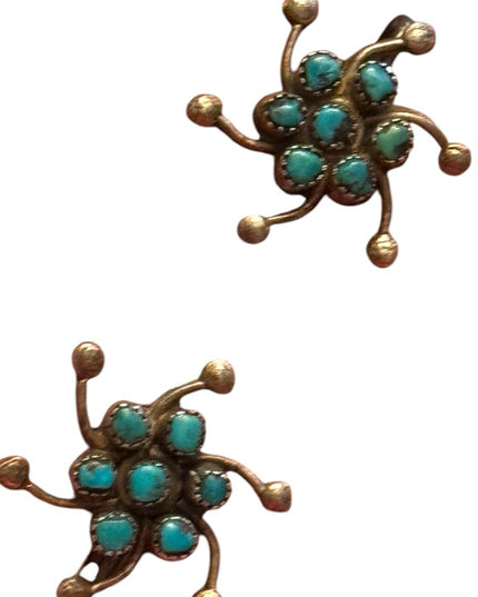 Vintage Southwestern Sterling silver 925 Turquoise Starburst Earrings