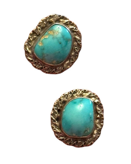 Southwestern Turquoise Sterling silver 925 Stone screw back Earrings