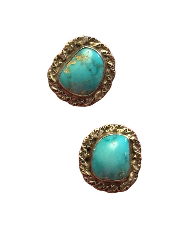 Southwestern Turquoise Sterling silver 925 Stone screw back Earrings